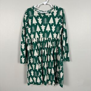 Hanna Andersson Girls 130 8 Long Sleeve Christmas Dress Green Tree Holiday